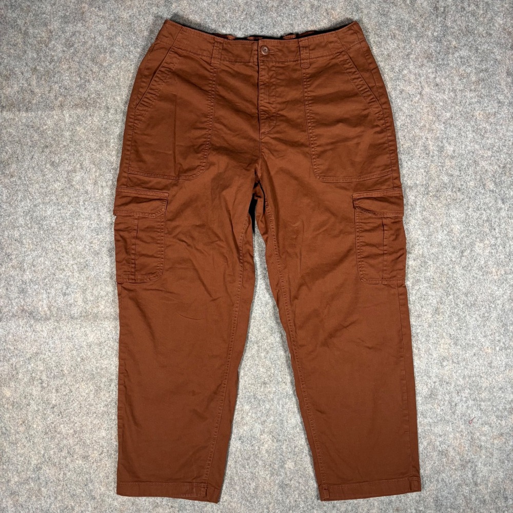 Old Navy OG Chino Cargo Pants Womens L Brown High Rise Stretch Utility 488252-01